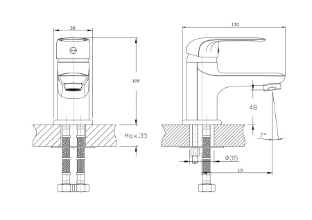 Смеситель для раковины RUSH Fiji FI1835-11