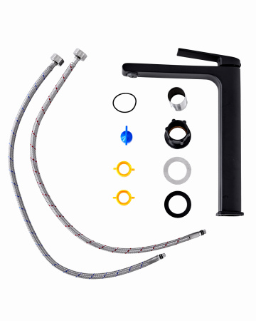 Смеситель для накладной раковины однорычажный высокий Orange Gauss M30-121b черный