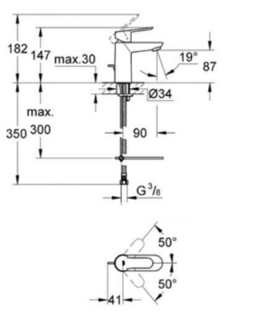 Смеситель однорычажный для раковины Grohe BauEdge 23329 000 (23329000) хром