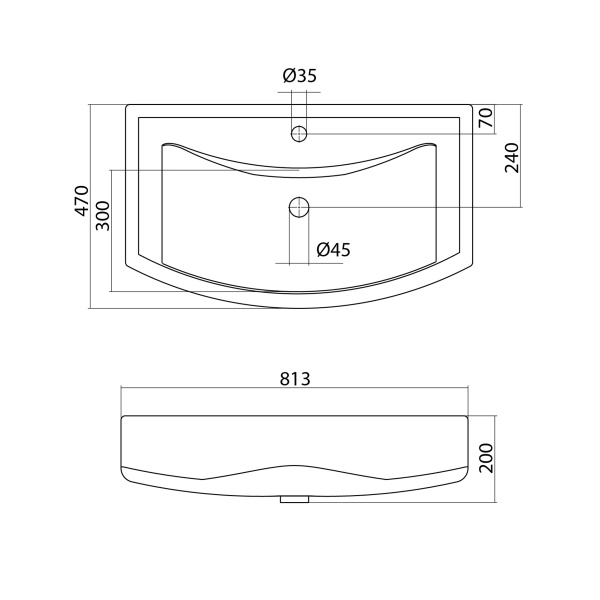 Раковина подвесная (81,3х47) Misty Santek Балтика 80 1.WH50.1.524