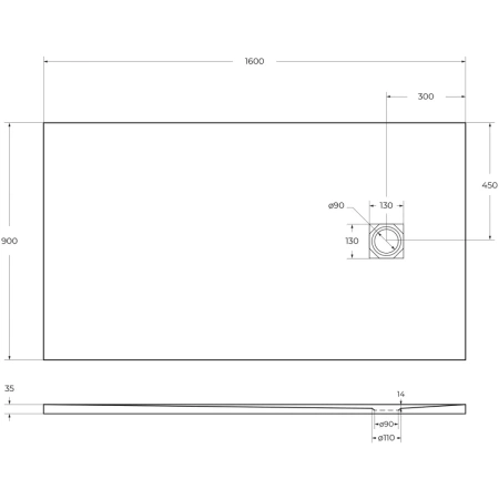 Поддон из искусственного мрамора BelBagno TRAY-MR-UNO-AH-160/90-35-W-BO с сифоном белый матовый