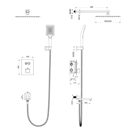 Душевая система WONZON & WOGHAND DIAMOND, брашированный никель WW-88739011-BN