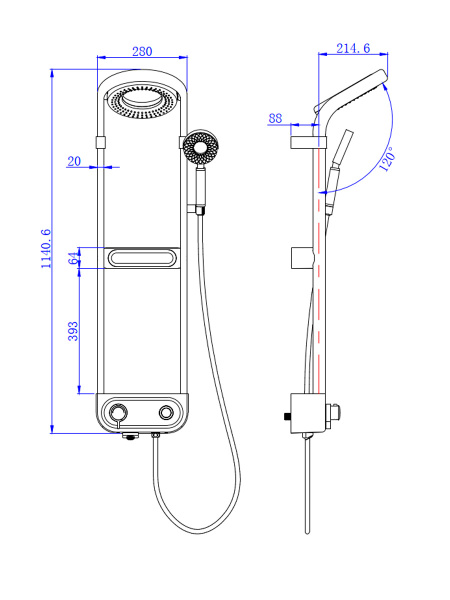 Душевая система с термостатом AQUAme AQM8004W