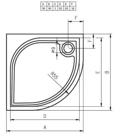 Душевой поддон RIHO KOLPING DB14 90x90x3 D004002005