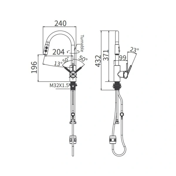 Смеситель для кухни с выдвижным изливом Arrow AG4506 хром Смеситель для кухни с выдвижным изливом Arrow AG4506 хром