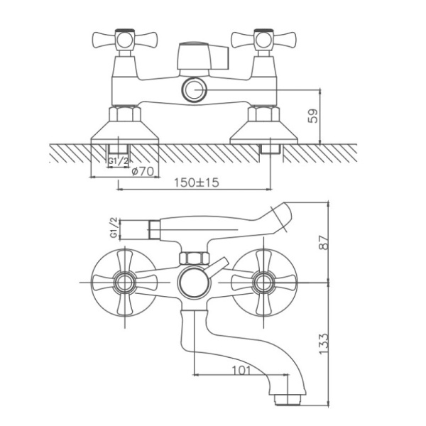 Смеситель для ванны Cron CN3042
