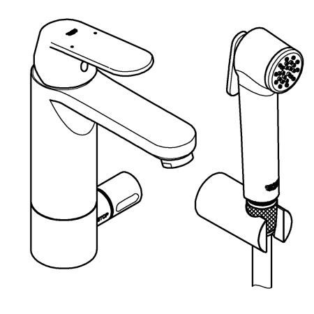 Смеситель для раковины с гигиеническим душем GROHE Eurosmart Cosmopolitan 24191 000 (24191000) хром