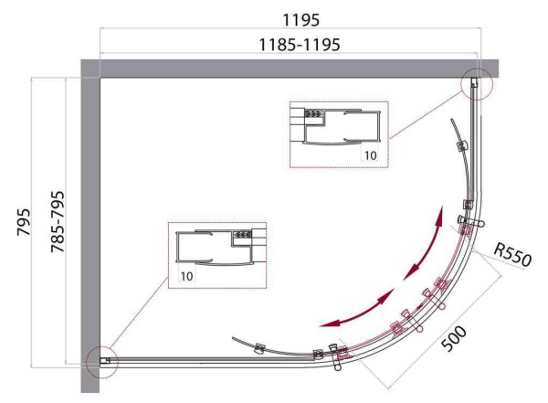 Душевой уголок (120х80) BelBagno UNO-195-RH-2-120/80-C-Cr