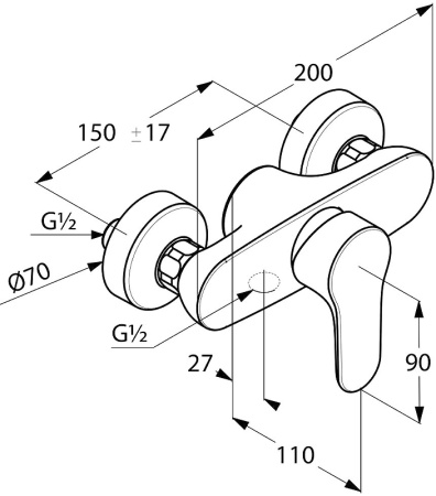 Смеситель для душа Kludi Objekta 327640575