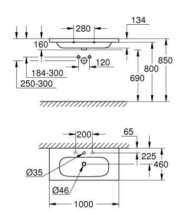 Раковина накладаня (100х46) GROHE Euro Ceramic 39585 00H (3958500H)
