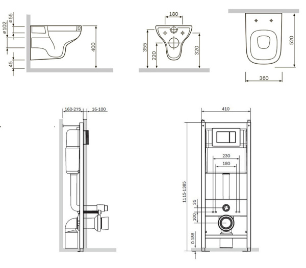 Комплект унитаз и инсталляция AM.PM Like FlashClean IS301.801700