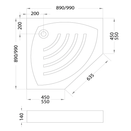 Душевой поддон Veconi Tezeo acrylic TZ-03, (90x90) TZ03-90T-01-19C1