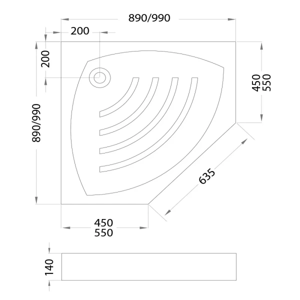 Душевой поддон Veconi Tezeo acrylic TZ-03, (90x90) TZ03-90T-01-19C1