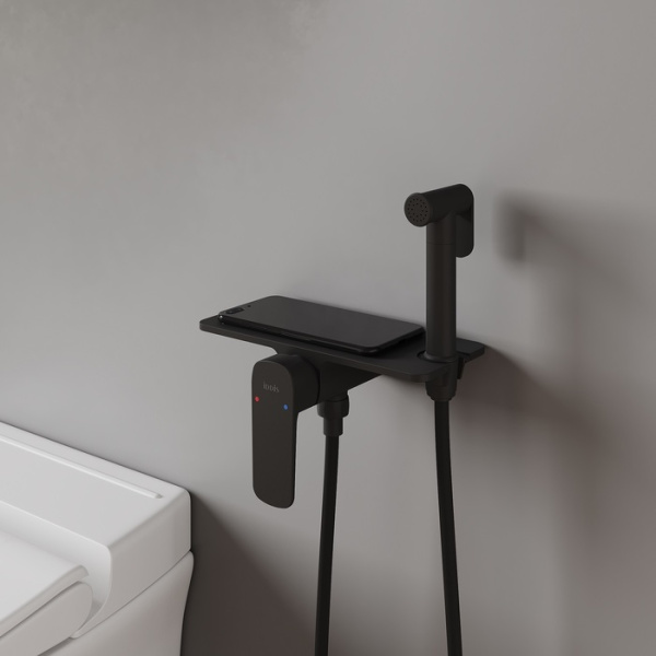 Смеситель с гигиеническим душем встраиваемый полка черный IDDIS Axes AXEBLSHi08 Смеситель с гигиеническим душем встраиваемый полка черный IDDIS Axes AXEBLSHi08