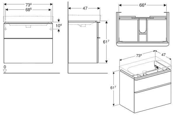 Тумба под раковину Geberit Smyle Square 75 500.353.JR.1