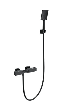 Смеситель для душа с термостатом WONZON & WOGHAND Twist, черный матовый WW-B2025-A-MB
