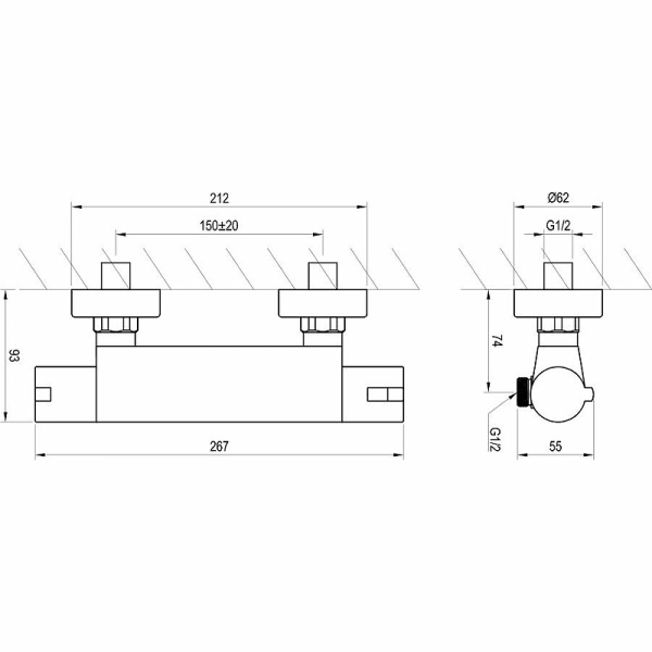 Термостат для душа Ravak TE TE 072.00/150 X070051