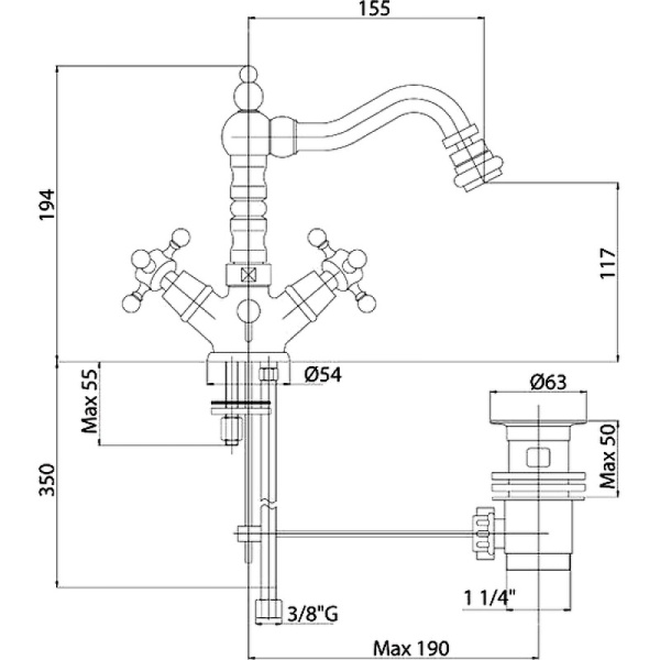 Смеситель для биде Cezares GOLF GOLF-BS2-02