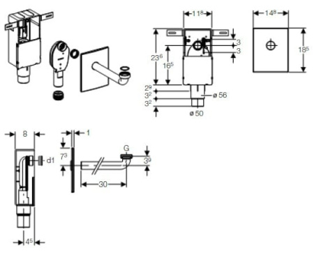 Комплект внутристенного сифона для раковины Geberit, альпийский белый 151.120.11.1