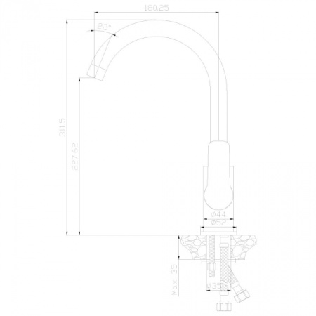 Смеситель для кухонной мойки Rossinka W (W35-24)