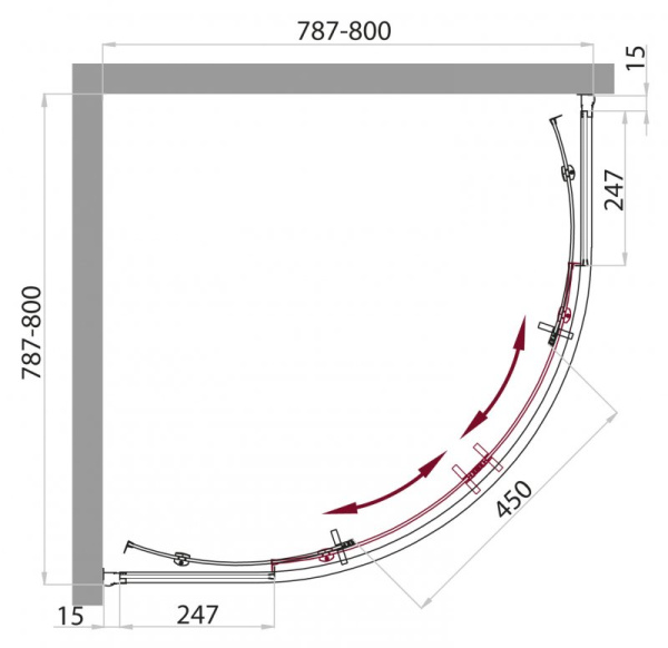 Душевая кабина (80х80) BelBagno UNO-CAB-R-2-80-P-Cr