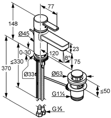 Смеситель для раковины Kludi Zenta 382609175