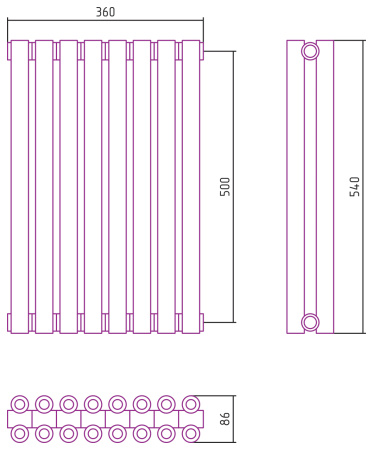 Полотенцесушитель Водяной Сунержа Эстет-00 (50х36) 8 секций Золото 03-0332-5008