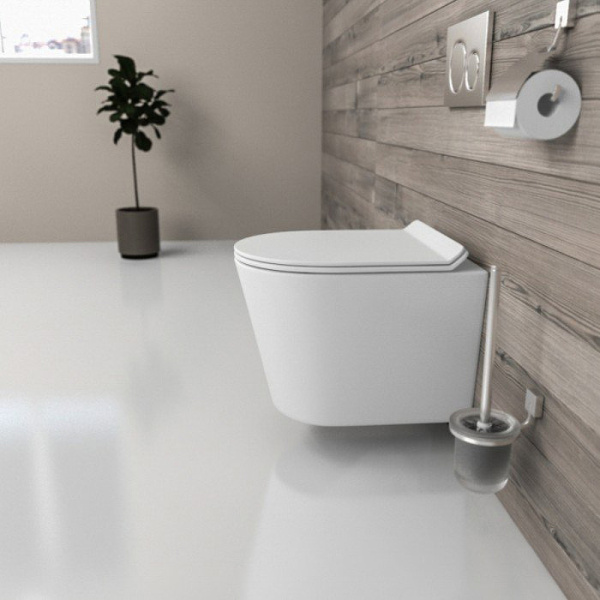 Подвесной безободковый унитаз с сиденьем микролифт beWash Aldo BKWHR401480