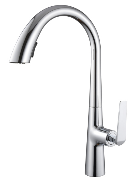 Смеситель для кухни однорычажный с вытяжным изливом Orange Boni M15-120cr хром