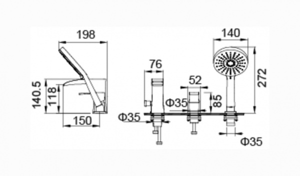 Смеситель для ванны Timo Lumi 4210/00Y chrome