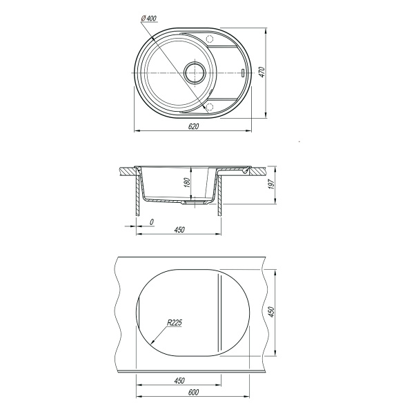 Кухонная мойка Lemark LACHA 620 антрацит  9910049