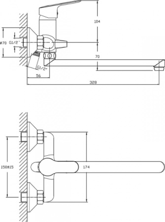Смеситель для ванны с длинным поворотным изливом RUSH Crete CR3535-51