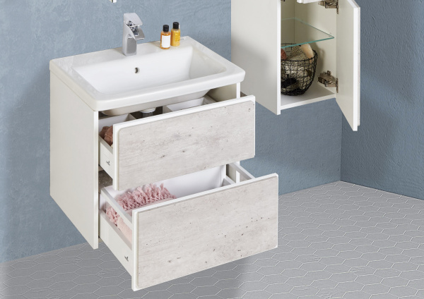 Тумба под раковину Roca Ronda 70 белый матовый/бетон ZRU9303003