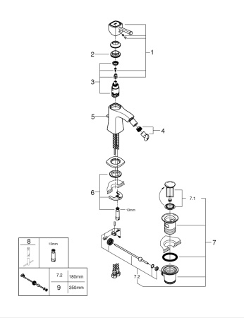 Смеситель для биде Grohe Grandera 23315 IG0 (23315IG0) хром/золото