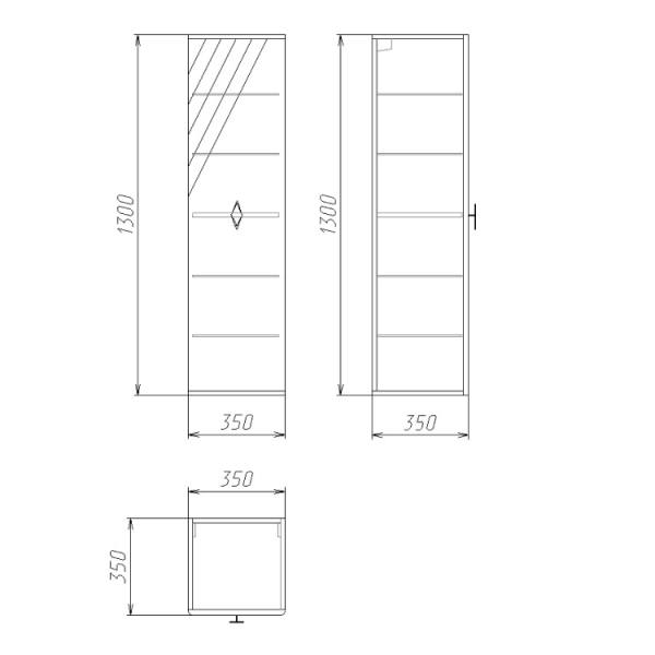 Пенал подвесной Grossman ВИВА 303511 белый глянец