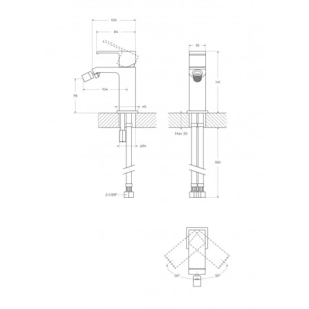Смеситель для биде Cezares Porta PORTA-BS1-SS
