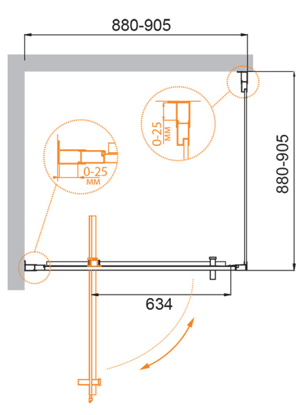 Душевой уголок (90х90) CEZARES MOLVENO MOLVENO-A-1-90-C-Cr-IV