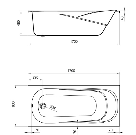 Акриловая ванна (170х80)  Santek Касабланка XL   1WH302441