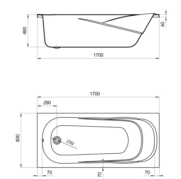 Акриловая ванна (170х80)  Santek Касабланка XL   1WH302441