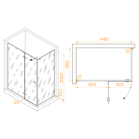 Душевой уголок (150х90) RGW Stilvoll SV-040B 353204059-24 матовое