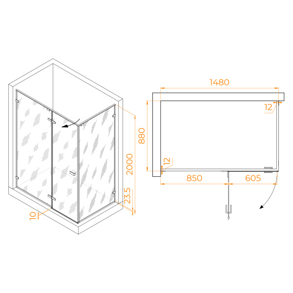 Душевой уголок (150х90) RGW Stilvoll SV-040 353204059-11 прозрачное