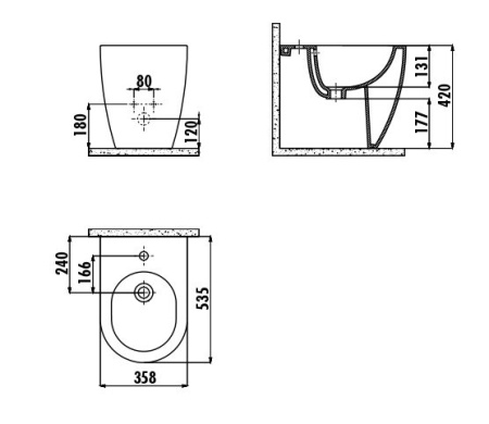 Напольное биде Creavit Free FE500-00CB00E-0000