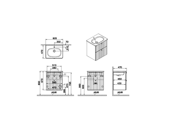 Тумба с раковиной Vitra Root Classic 60 см 69420, темно-синий