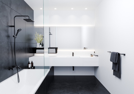 Держатель банных полотенец Hansgrohe AddStoris 41747670 черный матовый