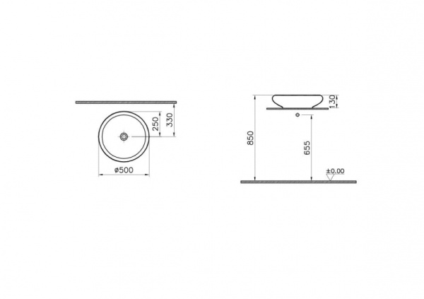 Раковина, 50 см (белая глазурь)  Vitra Istanbul 4522B403-0016