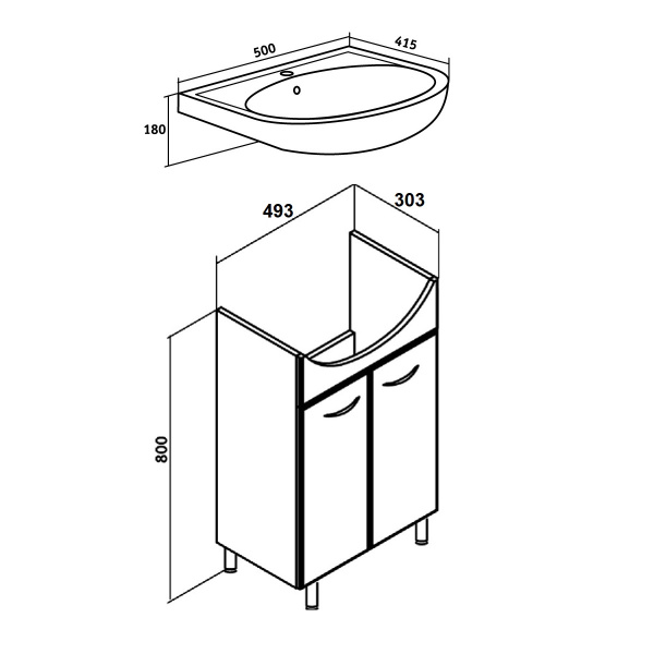 Тумба под раковину Runo Уют 50 (00000000065)