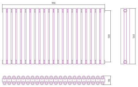 Полотенцесушитель Водяной Сунержа Эстет-00 (50х99) 22 секции Золото 03-0332-5022