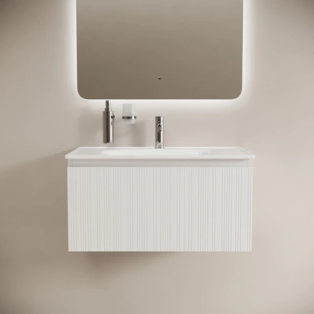 Тумба без раковины подвесная Sancos Code CD80W белый глянец