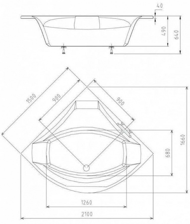 Акриловая ванна 150x150 Alpen Rosana 63119