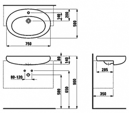 Раковина (75x50) Laufen Alessi 8.1397.2.400.104.1